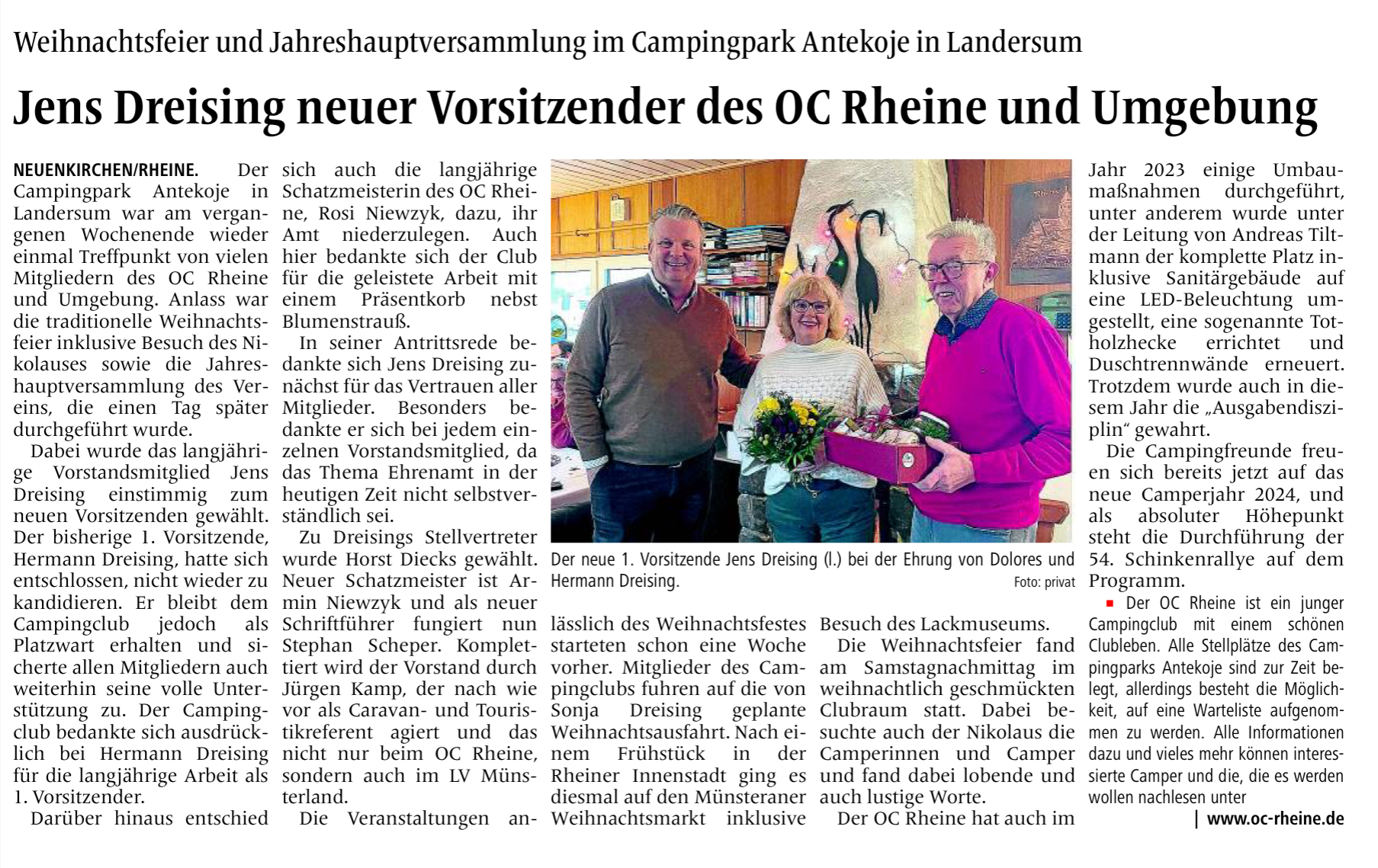 Jens Dreising neuer Vorsitzender des OC Rheine und Umgebung